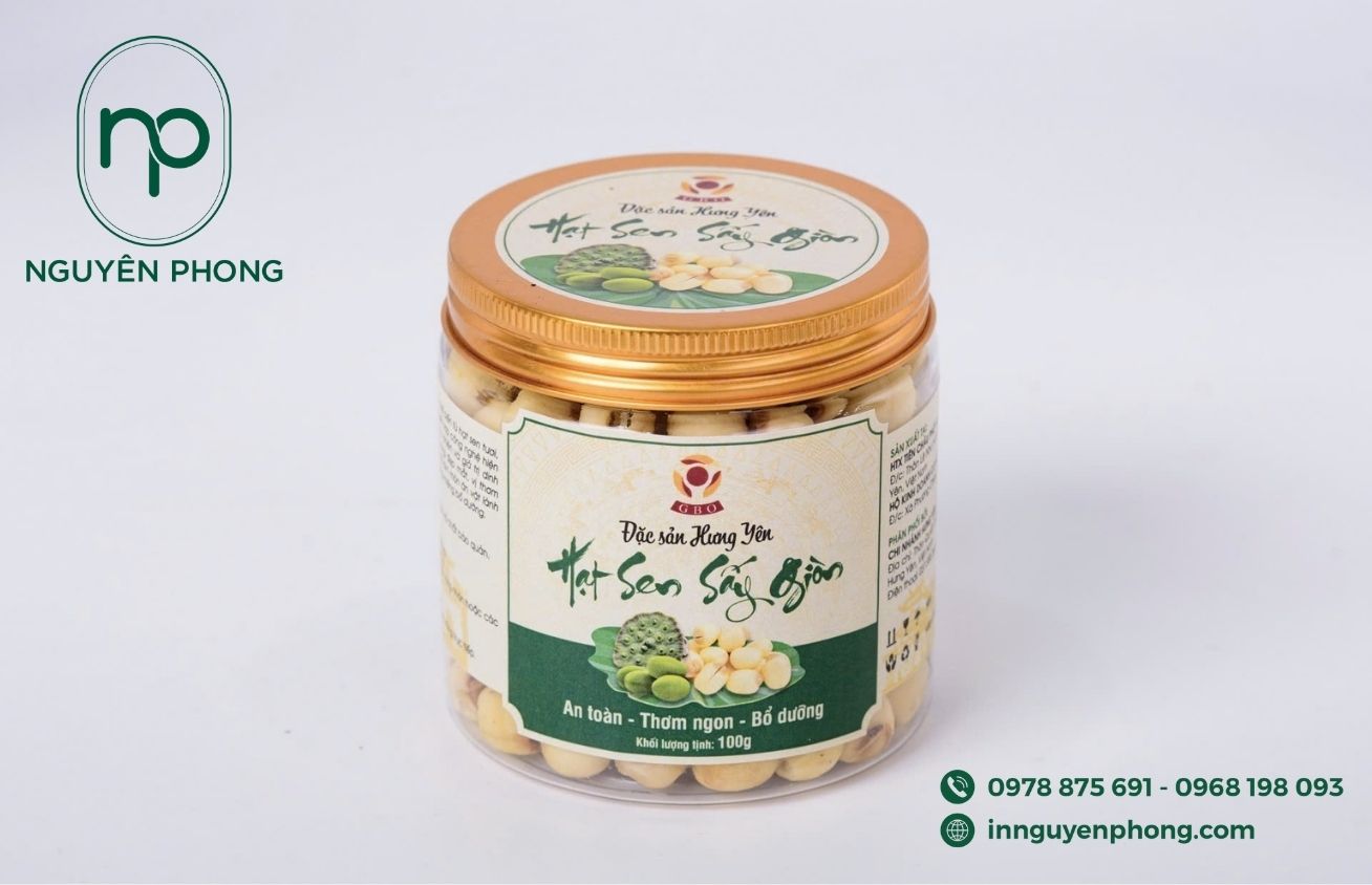 Mẫu tem nhãn hạt sen sấy truyền thống 